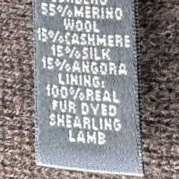 Ralph Lauren Espresso Brown Italian Shearling & Cashmere Blend Knit Scarf - Picture 12 of 16